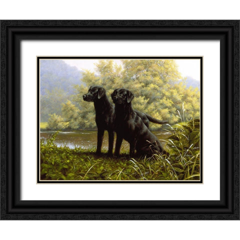 Js19-D Black Ornate Wood Framed Art Print with Double Matting by Silver, John