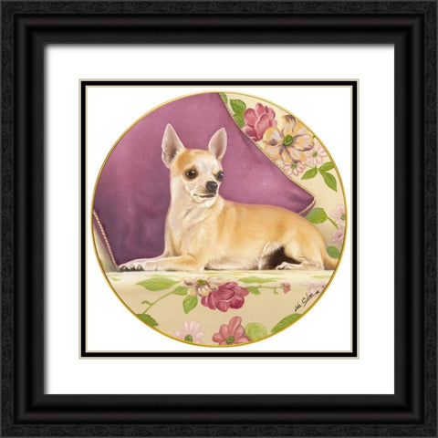 Chihuahua With Pillow Black Ornate Wood Framed Art Print with Double Matting by Silver, John