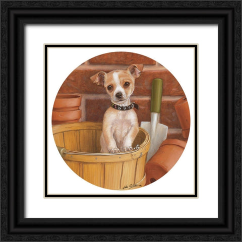 Chihuahua In Basket Black Ornate Wood Framed Art Print with Double Matting by Silver, John
