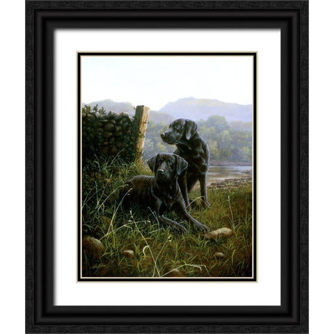 Country Companions Black Ornate Wood Framed Art Print with Double Matting by Silver, John