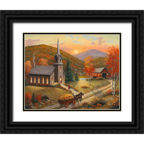 Autumn In Vermont Black Ornate Wood Framed Art Print with Double Matting by Zaccheo, John