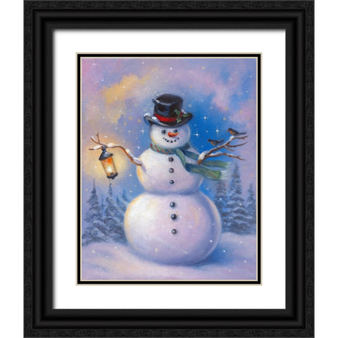 Snowman Black Ornate Wood Framed Art Print with Double Matting by Zaccheo, John