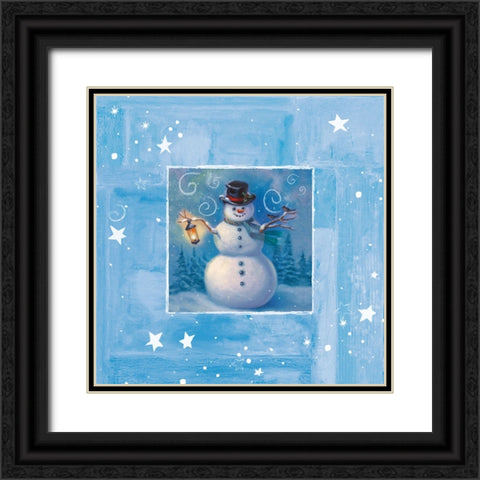 Ice Box Snowman Black Ornate Wood Framed Art Print with Double Matting by Zaccheo, John