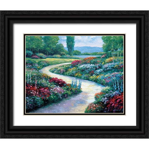 Lakeside Path Black Ornate Wood Framed Art Print with Double Matting by Zaccheo, John