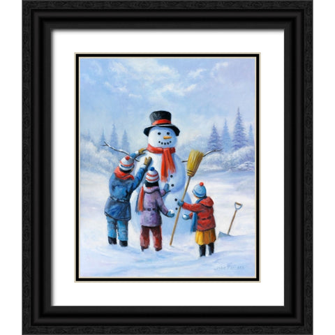 Snowman III Black Ornate Wood Framed Art Print with Double Matting by Zaccheo, John