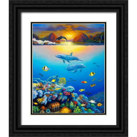 Seascape Black Ornate Wood Framed Art Print with Double Matting by Zaccheo, John