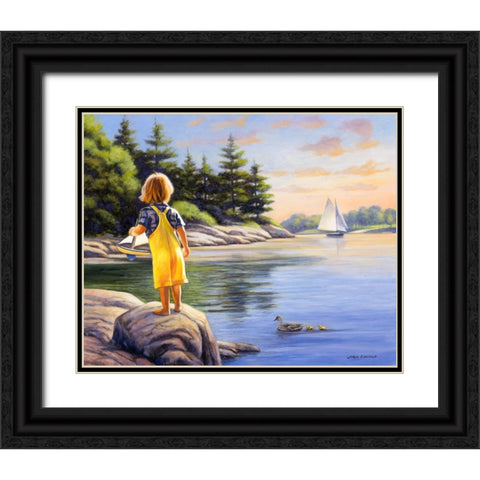 Boy and His Boat Black Ornate Wood Framed Art Print with Double Matting by Zaccheo, John