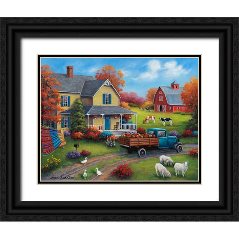 Harvest Time on the Farm Black Ornate Wood Framed Art Print with Double Matting by Zaccheo, John