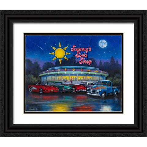 Sunnys Soda Shop Black Ornate Wood Framed Art Print with Double Matting by Zaccheo, John