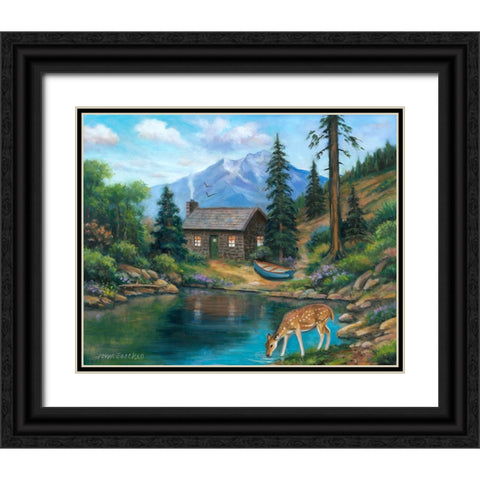 Drinking by the Cabin Black Ornate Wood Framed Art Print with Double Matting by Zaccheo, John