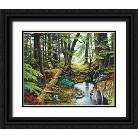 Forest Gathering Black Ornate Wood Framed Art Print with Double Matting by Zaccheo, John