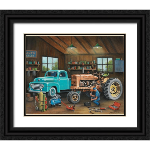 Grandpas Garage Black Ornate Wood Framed Art Print with Double Matting by Zaccheo, John