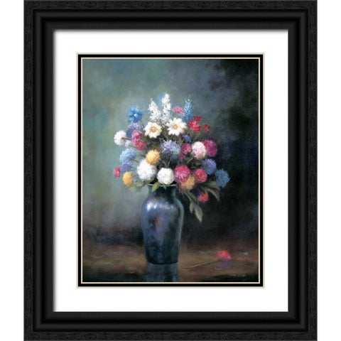 Floral B Black Ornate Wood Framed Art Print with Double Matting by Zaccheo, John