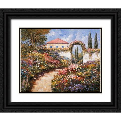 Garden Walk Black Ornate Wood Framed Art Print with Double Matting by Zaccheo, John