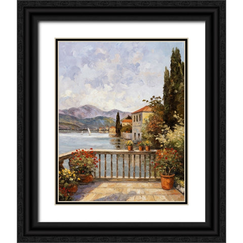 Lake Lugono Black Ornate Wood Framed Art Print with Double Matting by Zaccheo, John