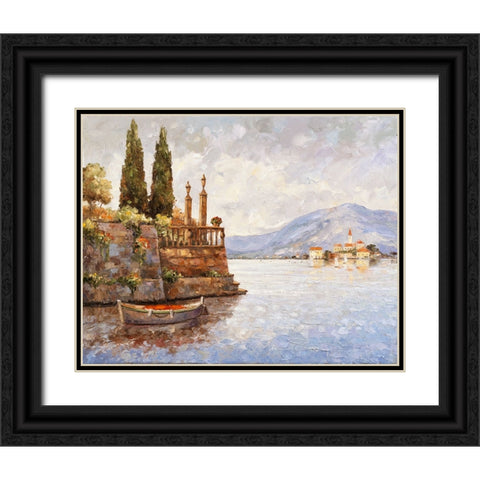 Evening Light On Lake Como Black Ornate Wood Framed Art Print with Double Matting by Zaccheo, John
