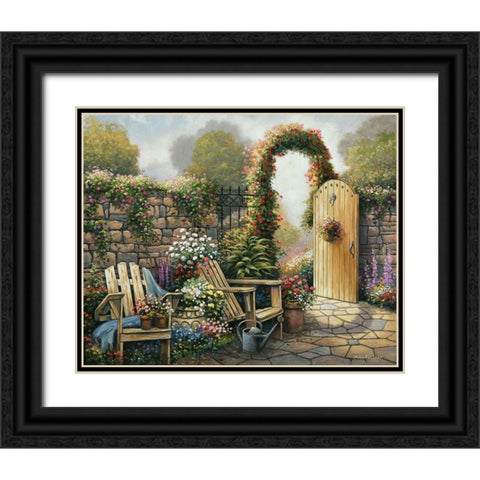 Garden Patio Black Ornate Wood Framed Art Print with Double Matting by Zaccheo, John