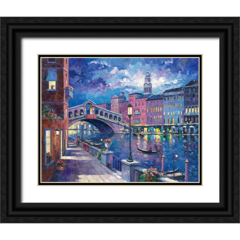 Rialto Bridge Black Ornate Wood Framed Art Print with Double Matting by Zaccheo, John