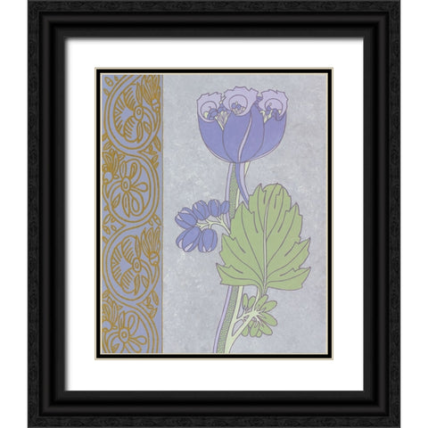 Blue Tulip With Left Border Black Ornate Wood Framed Art Print with Double Matting by Zaccheo, John