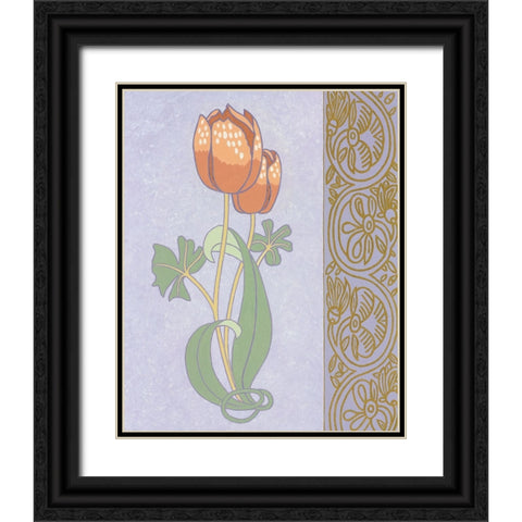 Rose Tulip With Right Border Black Ornate Wood Framed Art Print with Double Matting by Zaccheo, John