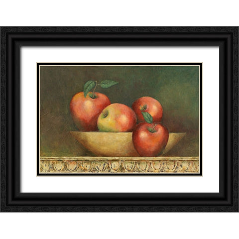 Red Apple Still Life Black Ornate Wood Framed Art Print with Double Matting by Zaccheo, John