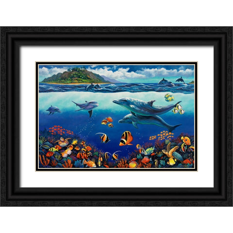 Reef Serenade Black Ornate Wood Framed Art Print with Double Matting by Zaccheo, John