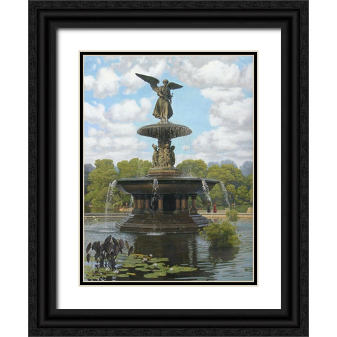 The Fountain Black Ornate Wood Framed Art Print with Double Matting by Zaccheo, John