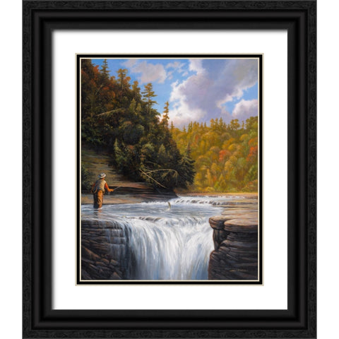 Fishing Black Ornate Wood Framed Art Print with Double Matting by Zaccheo, John