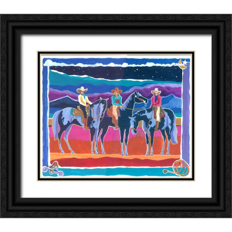 Three Cowgirls Black Ornate Wood Framed Art Print with Double Matting by Bryant, Kristin