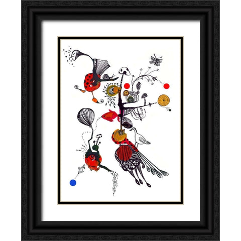 Accordian Creatures Black Ornate Wood Framed Art Print with Double Matting by Kwerki Studios