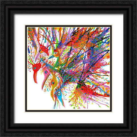Birds In Flight  Black Ornate Wood Framed Art Print with Double Matting by Kwerki Studios