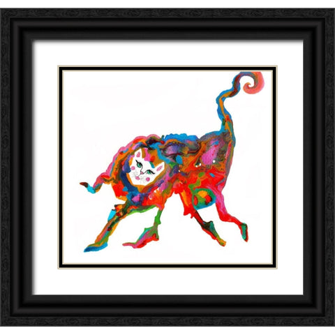 Cat 5 Legs Black Ornate Wood Framed Art Print with Double Matting by Kwerki Studios