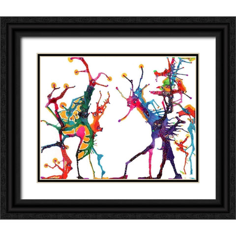 Mr. Grasshopper And Friends Black Ornate Wood Framed Art Print with Double Matting by Kwerki Studios