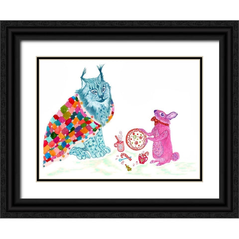 Jojo And Coco Black Ornate Wood Framed Art Print with Double Matting by Kwerki Studios