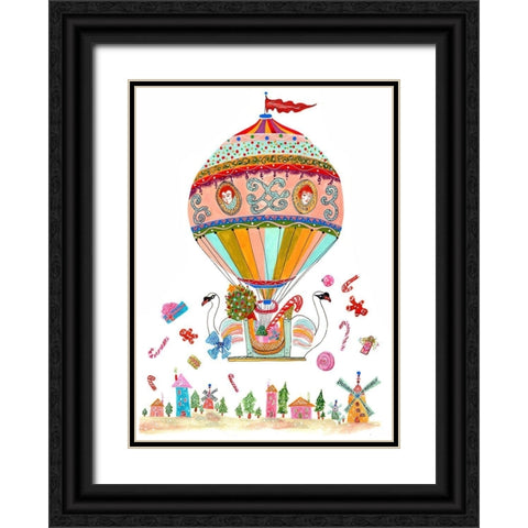 Ornament Hot Air Balloon Black Ornate Wood Framed Art Print with Double Matting by Kwerki Studios