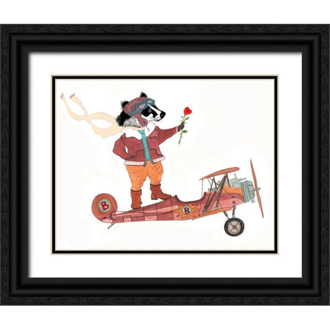Badger Pilot Black Ornate Wood Framed Art Print with Double Matting by Kwerki Studios