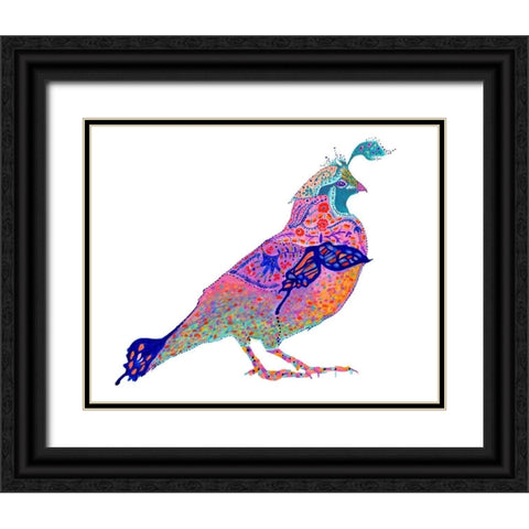 Butterfly Quail Black Ornate Wood Framed Art Print with Double Matting by Kwerki Studios