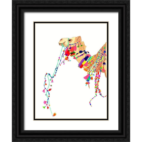 Khalifa Camel Black Ornate Wood Framed Art Print with Double Matting by Kwerki Studios