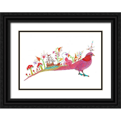 Whimsical Journey Black Ornate Wood Framed Art Print with Double Matting by Kwerki Studios