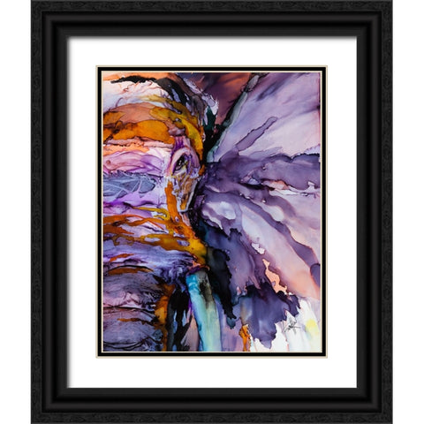 Sometimes You Just Need a Purple Elephant Black Ornate Wood Framed Art Print with Double Matting by Art by Leslie Franklin