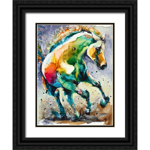 Horse of Another Color Black Ornate Wood Framed Art Print with Double Matting by Art by Leslie Franklin