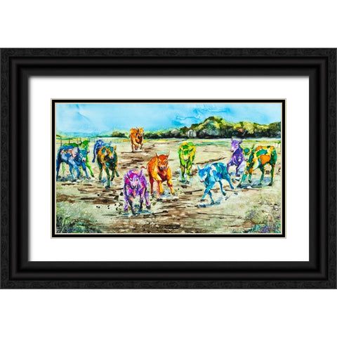 The Dinner Bell Black Ornate Wood Framed Art Print with Double Matting by Art by Leslie Franklin