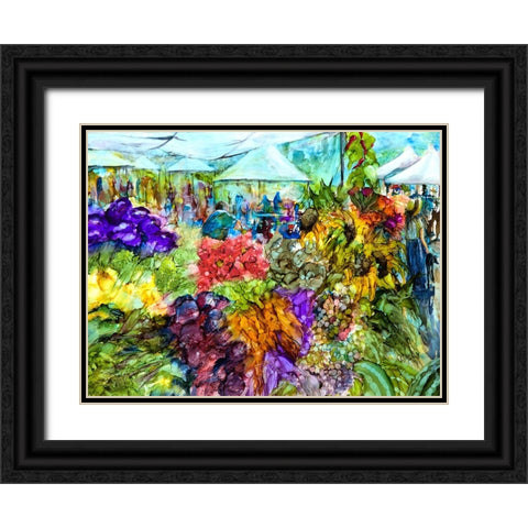 At the Market Black Ornate Wood Framed Art Print with Double Matting by Art by Leslie Franklin