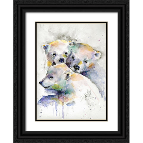 Huddled for Warmth Black Ornate Wood Framed Art Print with Double Matting by Art by Leslie Franklin