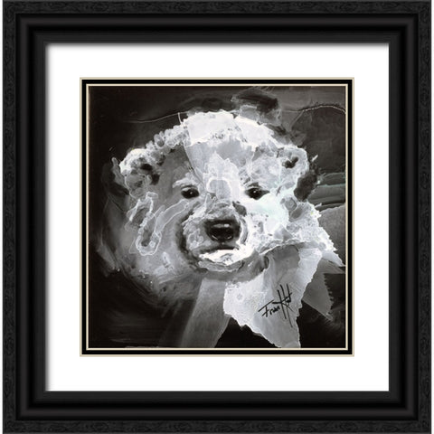 Polar Bear Cub Black Ornate Wood Framed Art Print with Double Matting by Art by Leslie Franklin