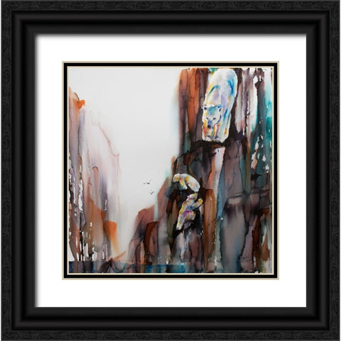 Bears on the Rocks Black Ornate Wood Framed Art Print with Double Matting by Art by Leslie Franklin
