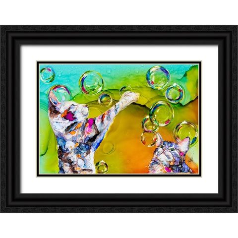 Double Bubble Black Ornate Wood Framed Art Print with Double Matting by Art by Leslie Franklin