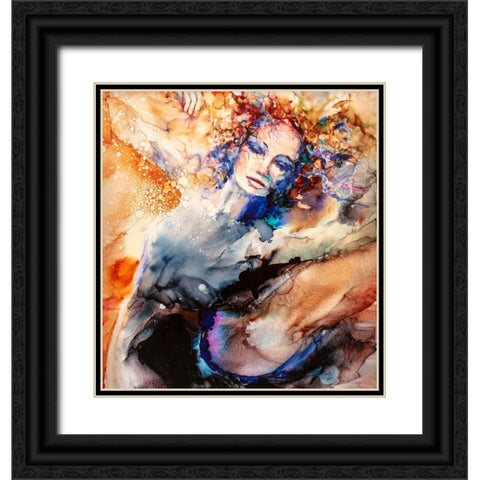 Fancy Free Black Ornate Wood Framed Art Print with Double Matting by Art by Leslie Franklin