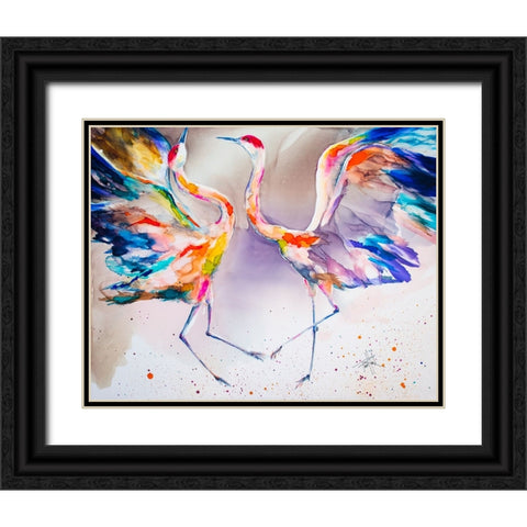 The Dating Crane Black Ornate Wood Framed Art Print with Double Matting by Art by Leslie Franklin