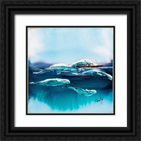 Beluga Escort Black Ornate Wood Framed Art Print with Double Matting by Art by Leslie Franklin